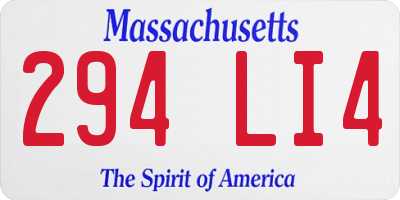 MA license plate 294LI4