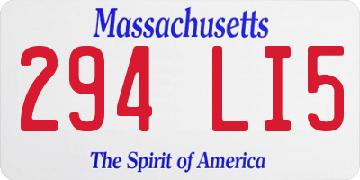 MA license plate 294LI5