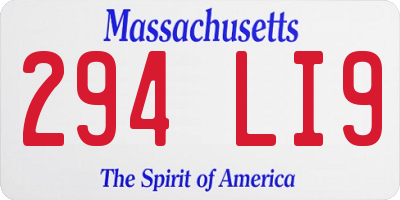 MA license plate 294LI9