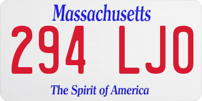MA license plate 294LJ0