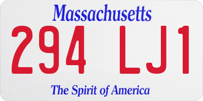 MA license plate 294LJ1