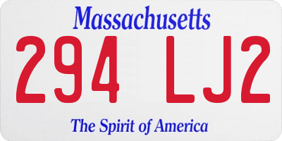 MA license plate 294LJ2