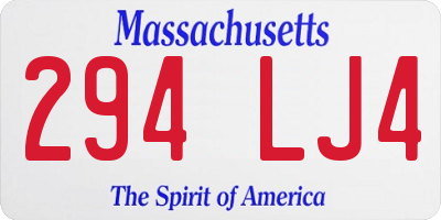 MA license plate 294LJ4