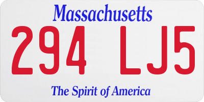MA license plate 294LJ5