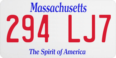 MA license plate 294LJ7