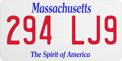 MA license plate 294LJ9