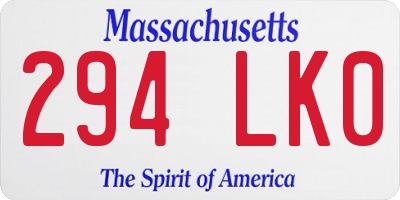 MA license plate 294LK0