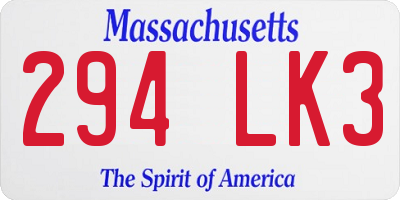 MA license plate 294LK3