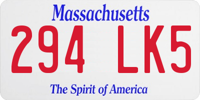 MA license plate 294LK5