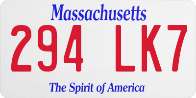 MA license plate 294LK7