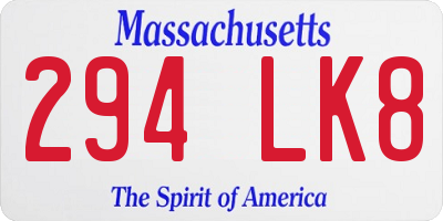 MA license plate 294LK8