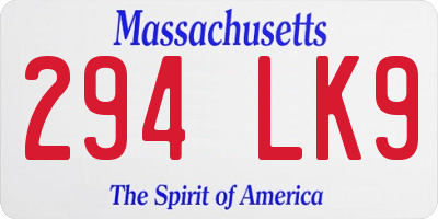 MA license plate 294LK9