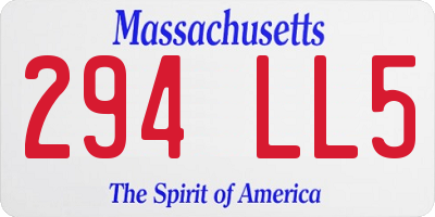 MA license plate 294LL5