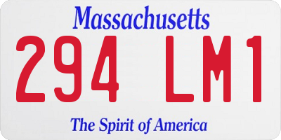 MA license plate 294LM1