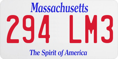 MA license plate 294LM3