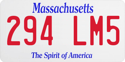 MA license plate 294LM5