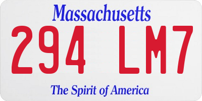 MA license plate 294LM7