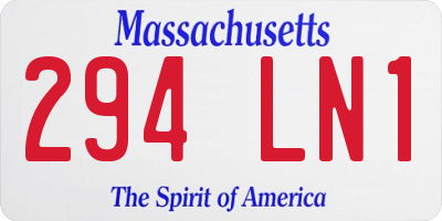 MA license plate 294LN1