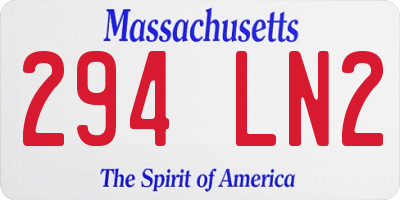 MA license plate 294LN2