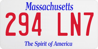 MA license plate 294LN7
