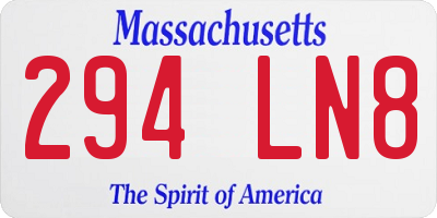 MA license plate 294LN8