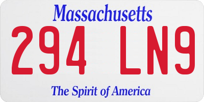 MA license plate 294LN9