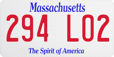 MA license plate 294LO2