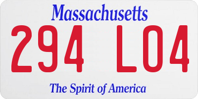 MA license plate 294LO4