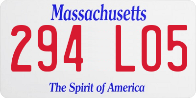 MA license plate 294LO5