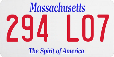 MA license plate 294LO7