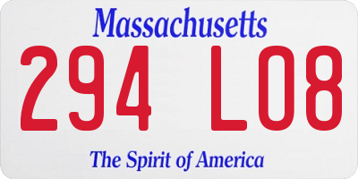 MA license plate 294LO8