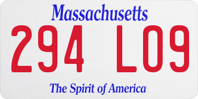 MA license plate 294LO9