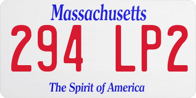 MA license plate 294LP2