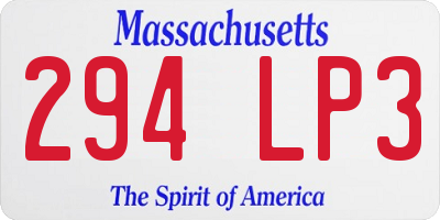 MA license plate 294LP3