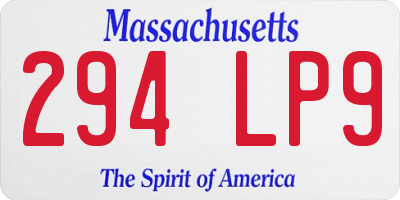 MA license plate 294LP9