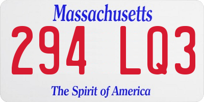 MA license plate 294LQ3