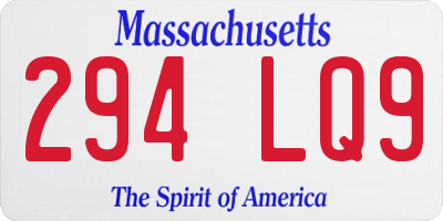 MA license plate 294LQ9