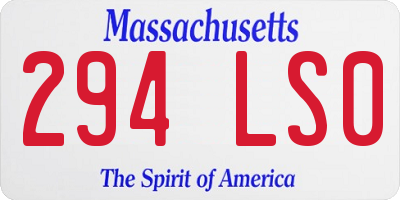 MA license plate 294LS0