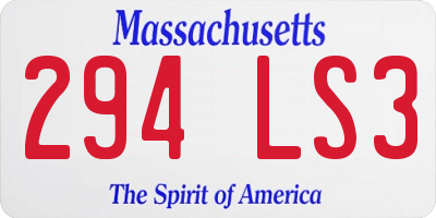 MA license plate 294LS3