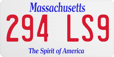 MA license plate 294LS9