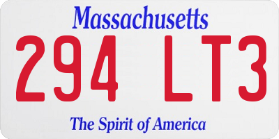 MA license plate 294LT3