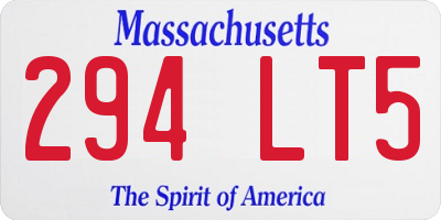 MA license plate 294LT5