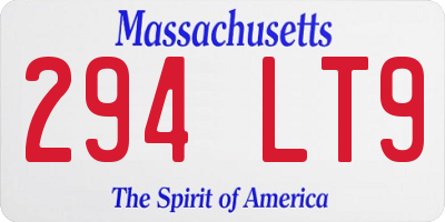 MA license plate 294LT9