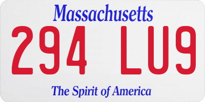 MA license plate 294LU9