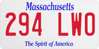 MA license plate 294LW0