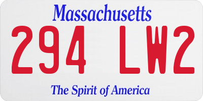 MA license plate 294LW2