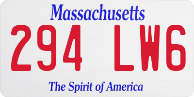 MA license plate 294LW6