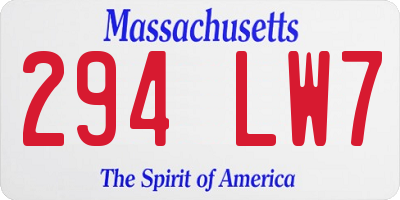MA license plate 294LW7