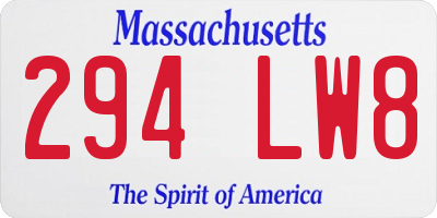 MA license plate 294LW8