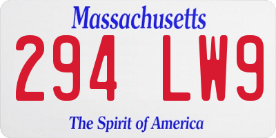 MA license plate 294LW9